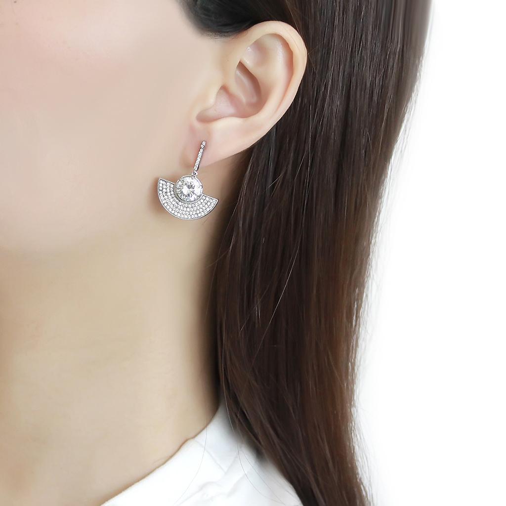 - Clear CZ Stainless Steel Earrings