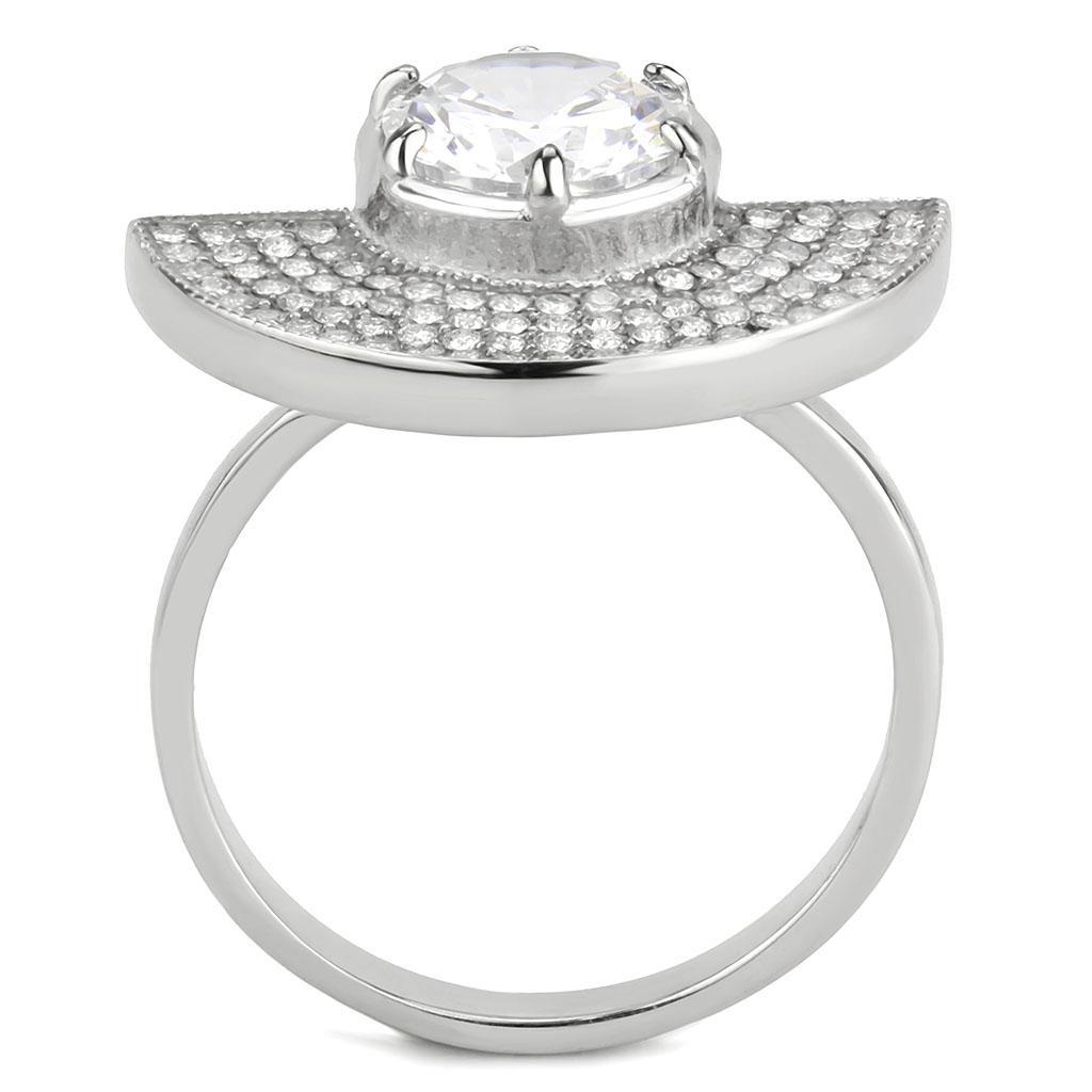 Stainless Steel Ring with Clear AAA Grade CZ Stone