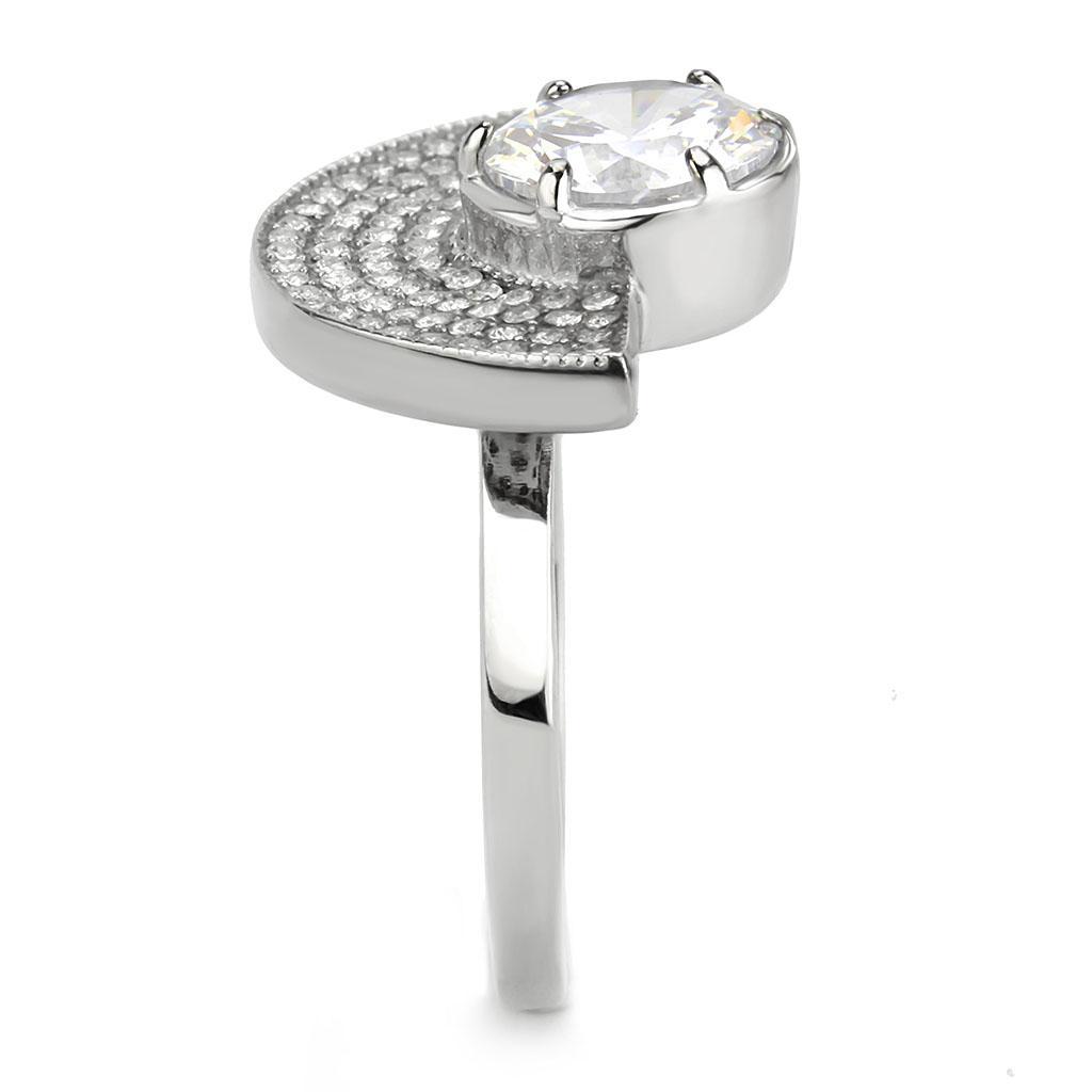 Stainless Steel Ring with Clear AAA Grade CZ Stone
