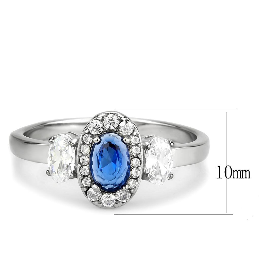Stainless Steel Ring with London Blue Synthetic Spinel Stone