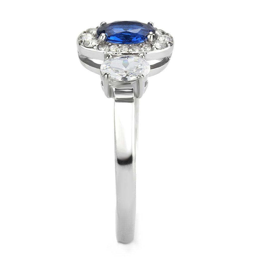 Stainless Steel Ring with London Blue Synthetic Spinel Stone