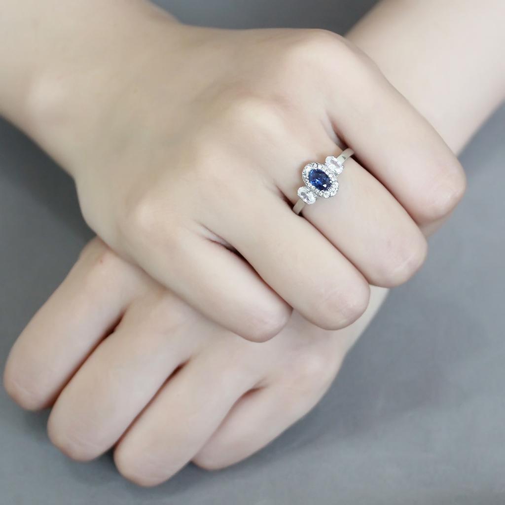 Stainless Steel Ring with London Blue Synthetic Spinel Stone