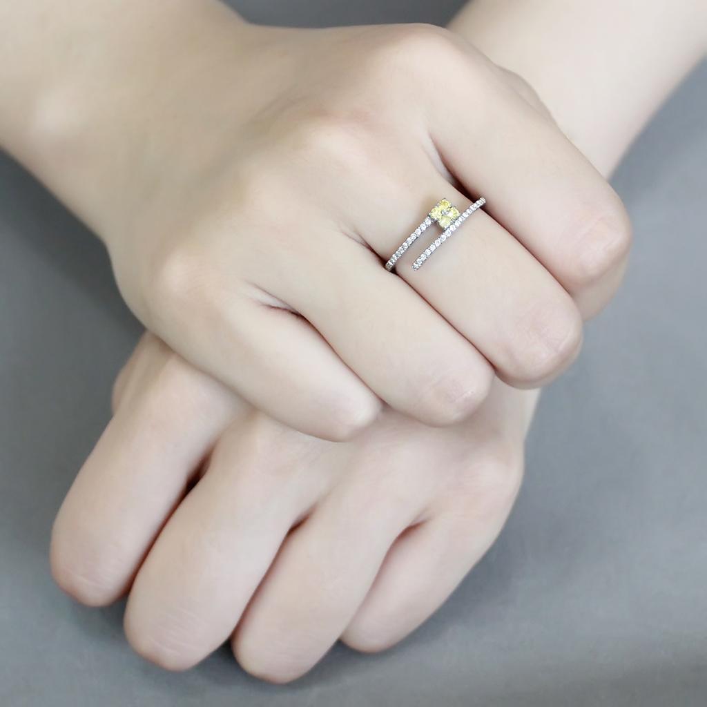 Stainless Steel Ring with Topaz AAA Grade CZ Stone