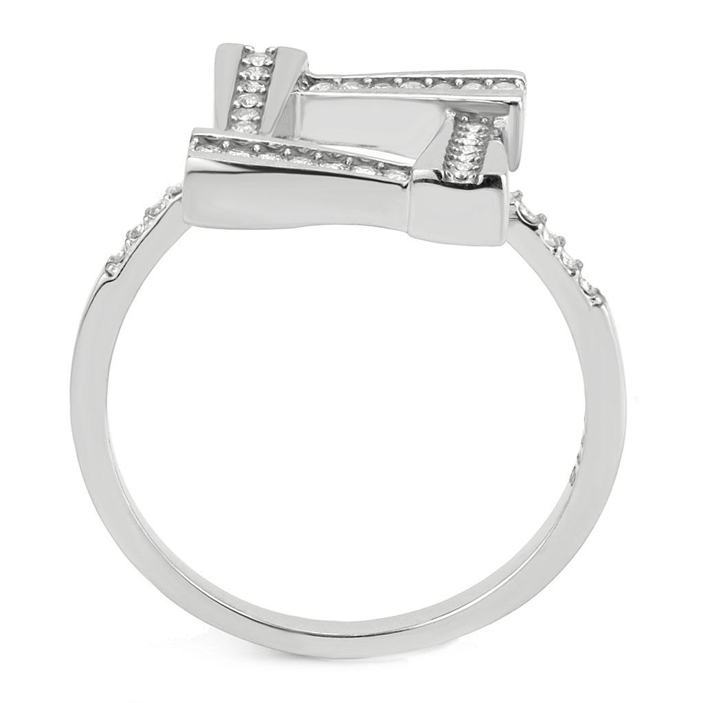 Stainless Steel Ring with Clear AAA Grade CZ Stone