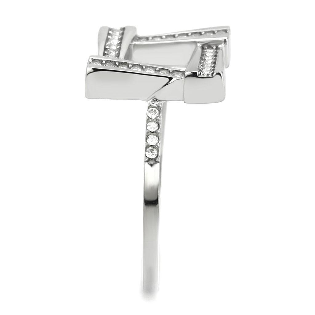 Stainless Steel Ring with Clear AAA Grade CZ Stone