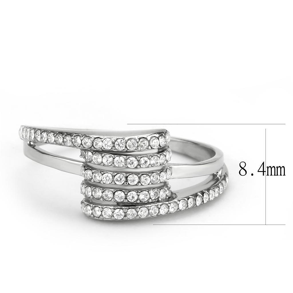 Stainless Steel Ring with Clear AAA Grade CZ Stone