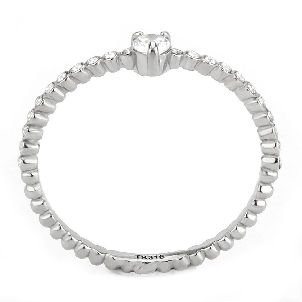 Stainless Steel Ring with Clear AAA Grade CZ Stone