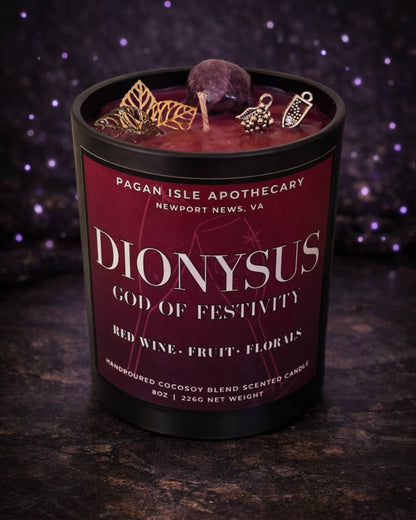 Dionysus Crystal Candle | Joy & Release Spell Candle