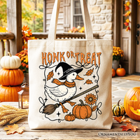 Honk or Treat Goose Tote Bag, Hilarious Halloween Gift Shopper for Silly Bird Enthusiasts