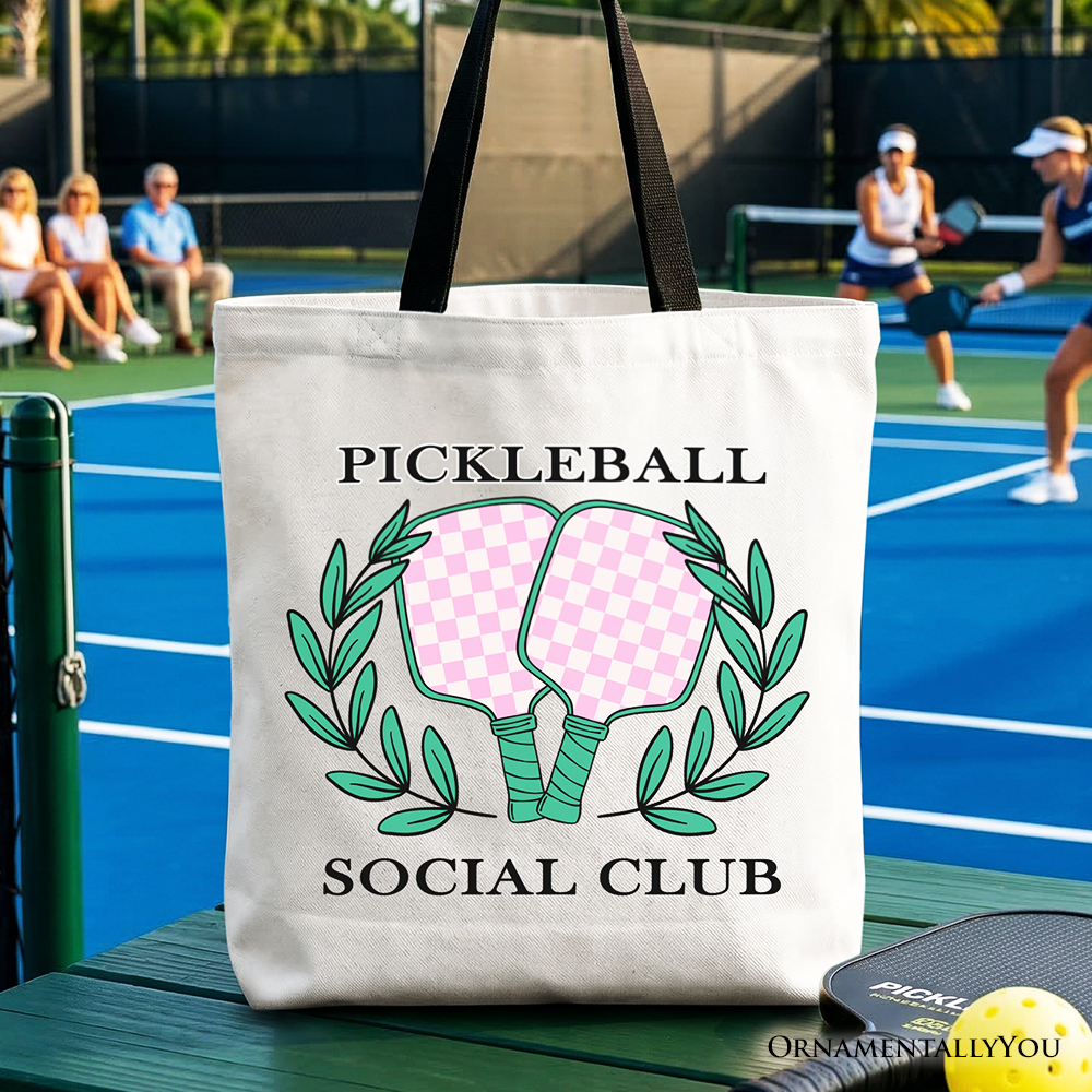 Pickleball Social Club Tote Bag, Cute Retro Girly Sporty Gift Shopper