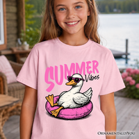 Kids Summer Vibes Goose T-Shirt, Funny Beach Vacation Youth Tee