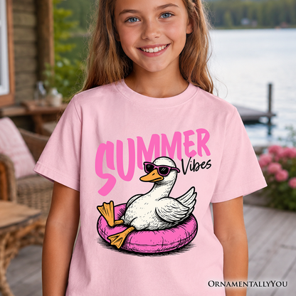 Kids Summer Vibes Goose T-Shirt, Funny Beach Vacation Youth Tee