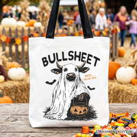 Bullsheet Halloween Bull Tote Bag, Hilarious Cow Gift Shopper for Trick-or-Treaters