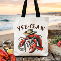 Yee Claw Lobster Western Tote Bag, Funny Cowboy Animal Gift Shopper