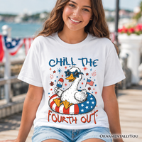 Kids Chill The Fourth Out Goose T-Shirt, Funny Youth Patriotic 4th of July Tee