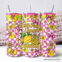 Easy Peasy Lemon Squeezy 20oz Personalized Tumbler With Lid and Stainless Steel Straw, Coquette Summer Fruit Gift Cup