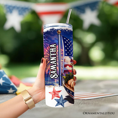Kawaii Patriotic Ramen Maine Coon Cat 20oz Personalized Tumbler With Lid and Stainless Steel Straw, Japanese Anime Gift Cup