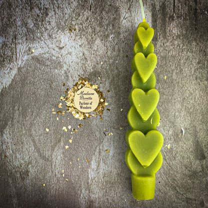 Beeswax Love Spell Heart Taper Candle - Romance & Attraction Magic
