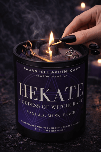Hekate Crystal Candle | Crossroads & Witchcraft Spell Candle