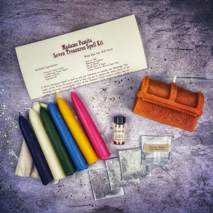 Seven Treasures Candle Spell Kit - Unlock Blessings & Abundance