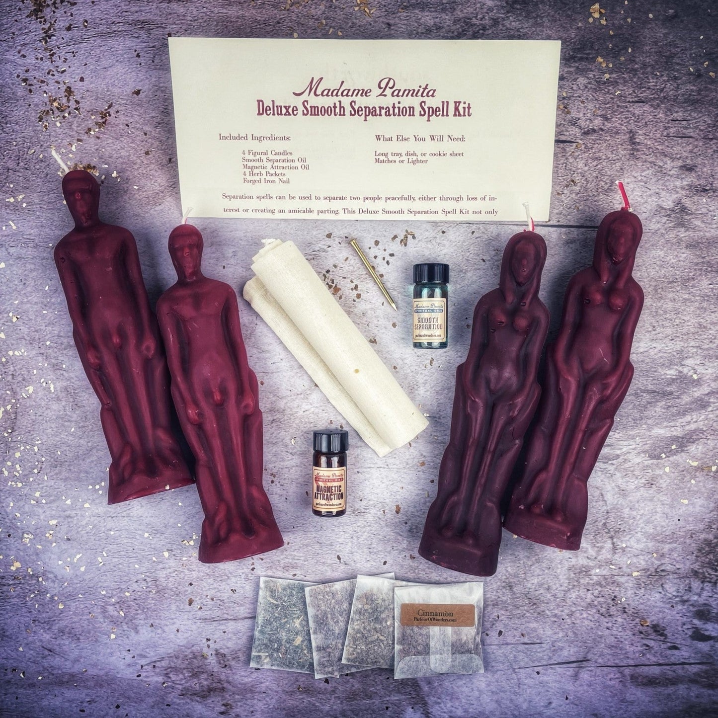 Deluxe Smooth Separation Candle Spell Kit - Female/Male | Peaceful Parting & Love Direction
