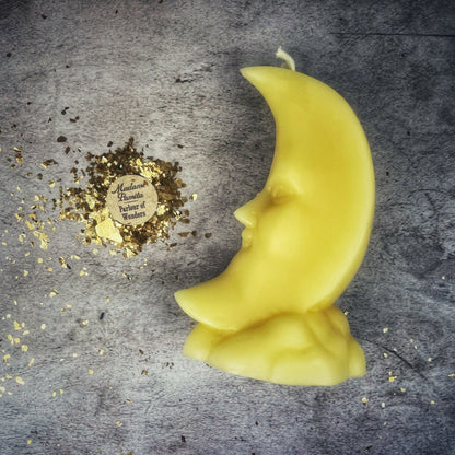 Beeswax Crescent Moon Spell Candle - Lunar Magic & Manifestation