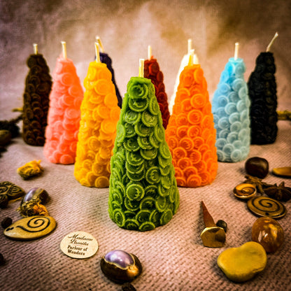 Beeswax Cone of Coins Spell Candle - Money Magnet & Prosperity Magic