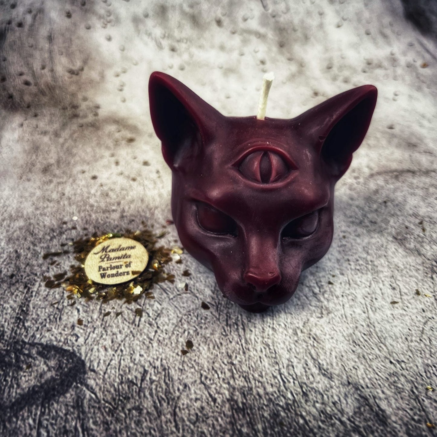 Beeswax Psychic Cat Spell Candle - Intuition & Clairvoyance Magic