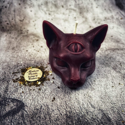 Beeswax Psychic Cat Spell Candle - Intuition & Clairvoyance Magic