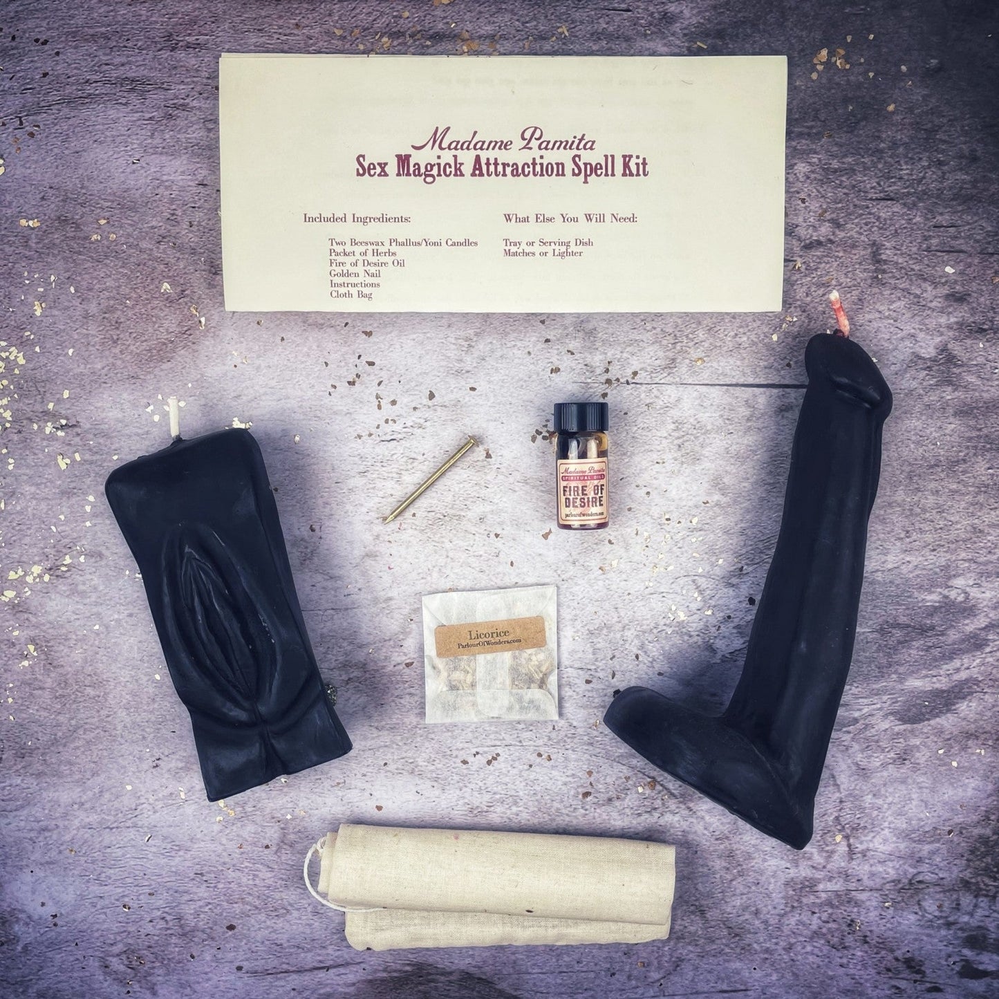 Sex Magick Candle Spell Kit - Yoni/Phallus - Passion & Attraction
