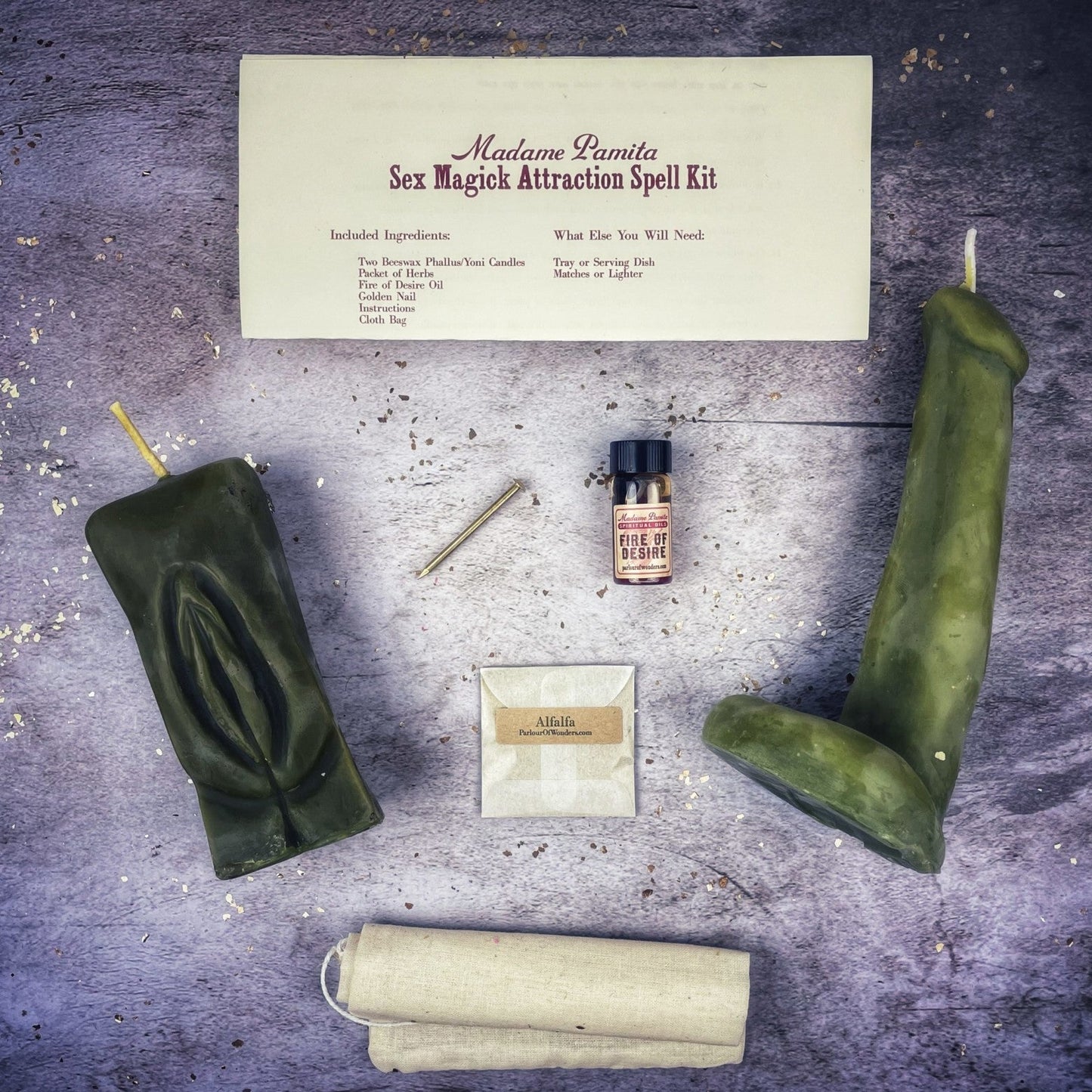 Sex Magick Candle Spell Kit - Yoni/Phallus - Passion & Attraction