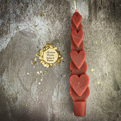Beeswax Love Spell Heart Taper Candle - Romance & Attraction Magic