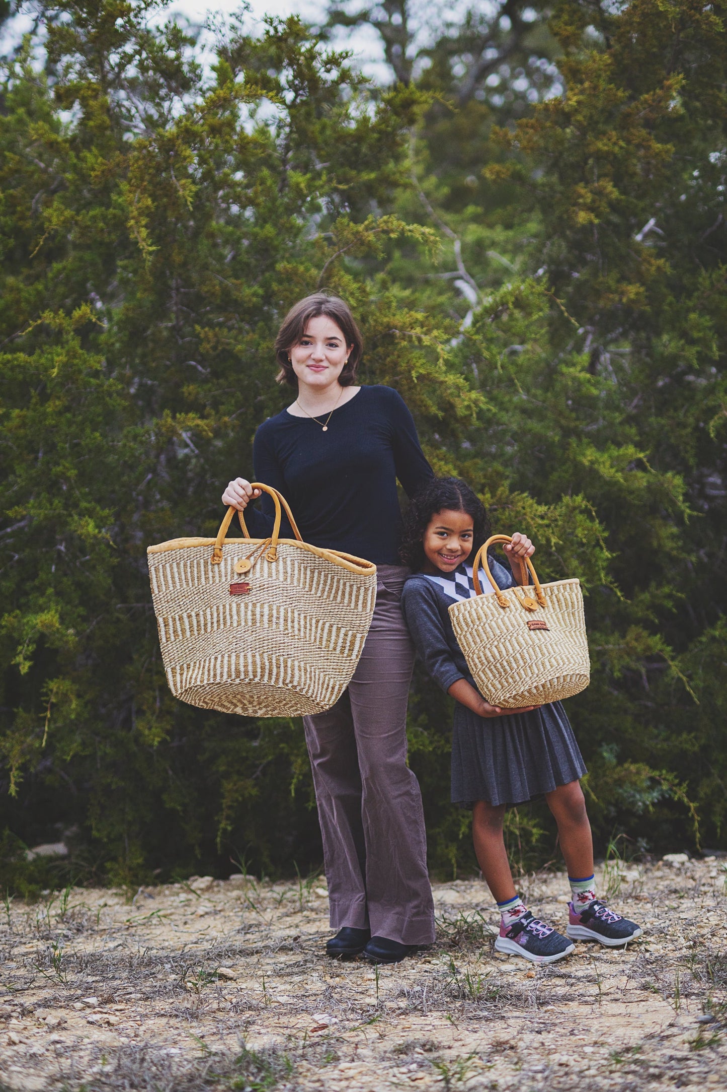 Earth Stripes Handmade Sisal Market Tote Bag
