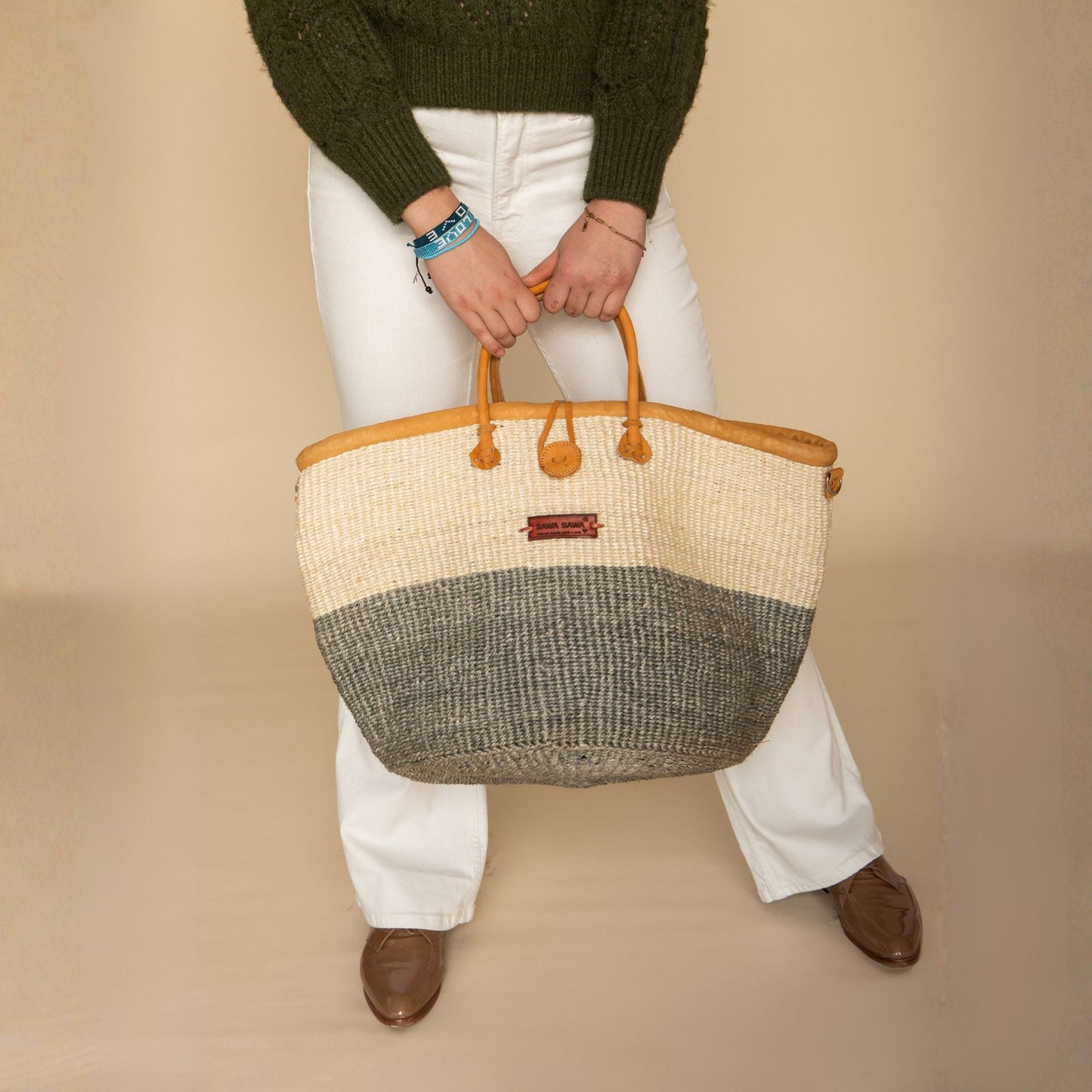 Ash & Ivory Wisdom Handmade Sisal Straw Basket Tote