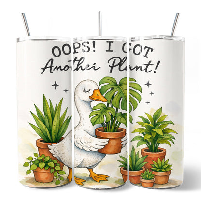 Oops I Got Another Plant Goose 20oz Personalized Tumbler With Lid and Stainless Steel Straw, Funny Botanist Life Gift Cup