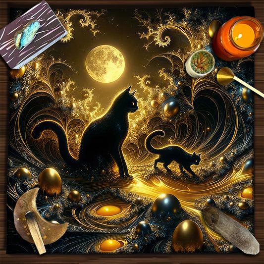 Cat Witch Board Game Flannel Tarot Tablecloth