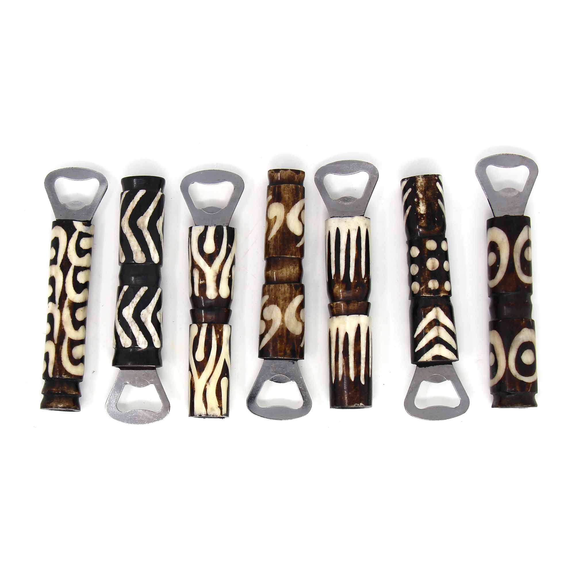 African Batik Bone Bottle Opener, Mixed Designs