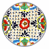 Handmade Pottery 8" Trivet or Wall Hanging, Dots & Flowers - Encantada