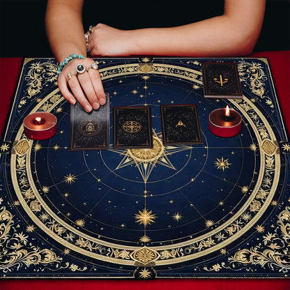 Geometric Tarot Moon Sun Velvet Tablecloth
