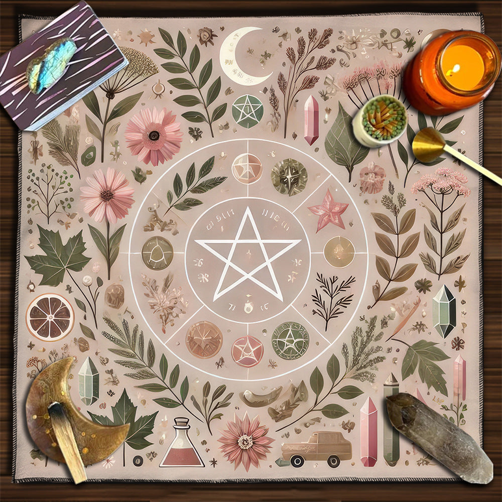 Geometric Tarot Moon Sun Velvet Tablecloth