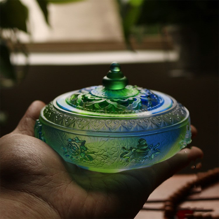 Eight Auspicious Symbols Of Colored Glaze Sculpture Pattern Incense Burner