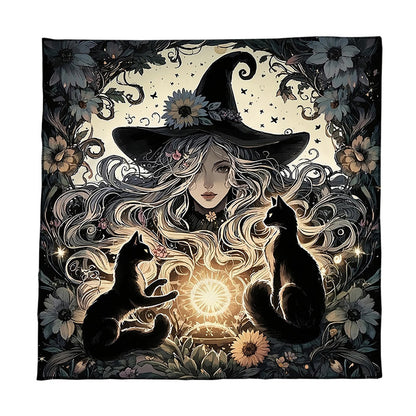 Cat Witch Board Game Flannel Tarot Tablecloth