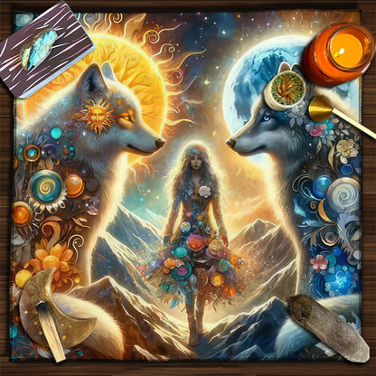 Cat Witch Board Game Flannel Tarot Tablecloth