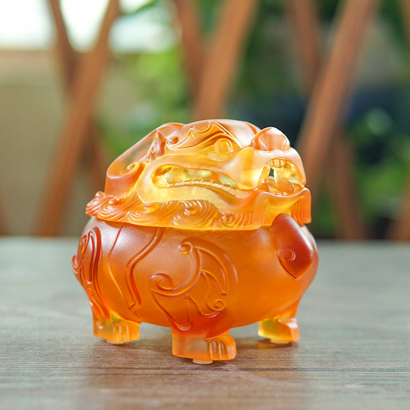 Glaze Lion Incense Burner Household Desk Ornaments