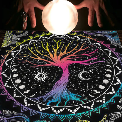 Tarot Tablecloth Cloth Cushion Tarot Moon Sun Lucky Tree Flannel Tablecloth