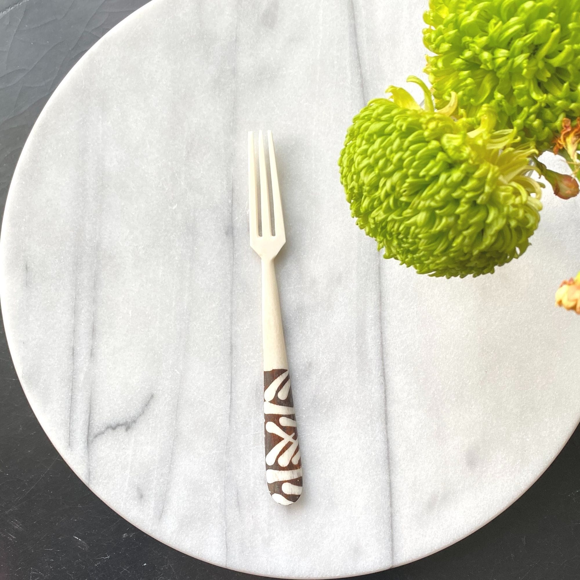 Long Batik Bone Appetizer Forks, Set of 2