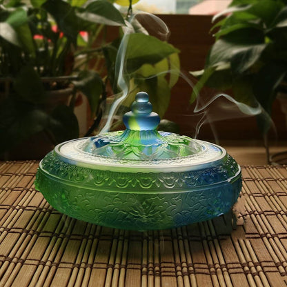 Eight Auspicious Symbols Of Colored Glaze Sculpture Pattern Incense Burner