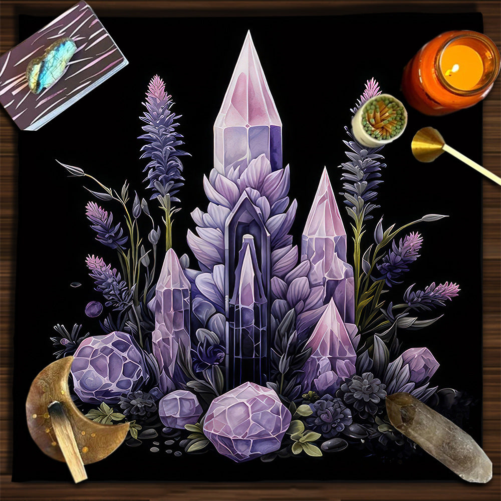 Geometric Tarot Moon Sun Velvet Tablecloth
