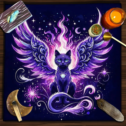 Cat Witch Board Game Flannel Tarot Tablecloth