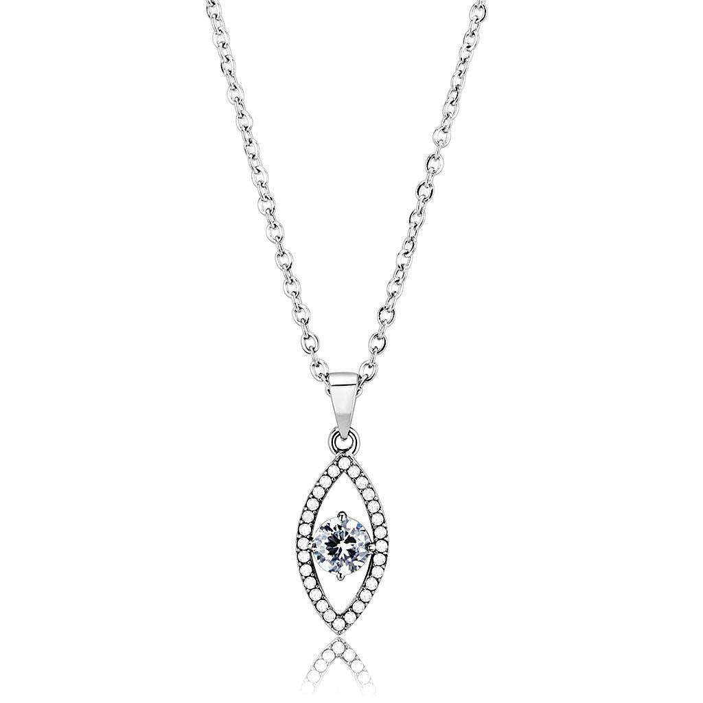 Classic 5mm CZ Pendant Necklace - Timeless Stainless Steel